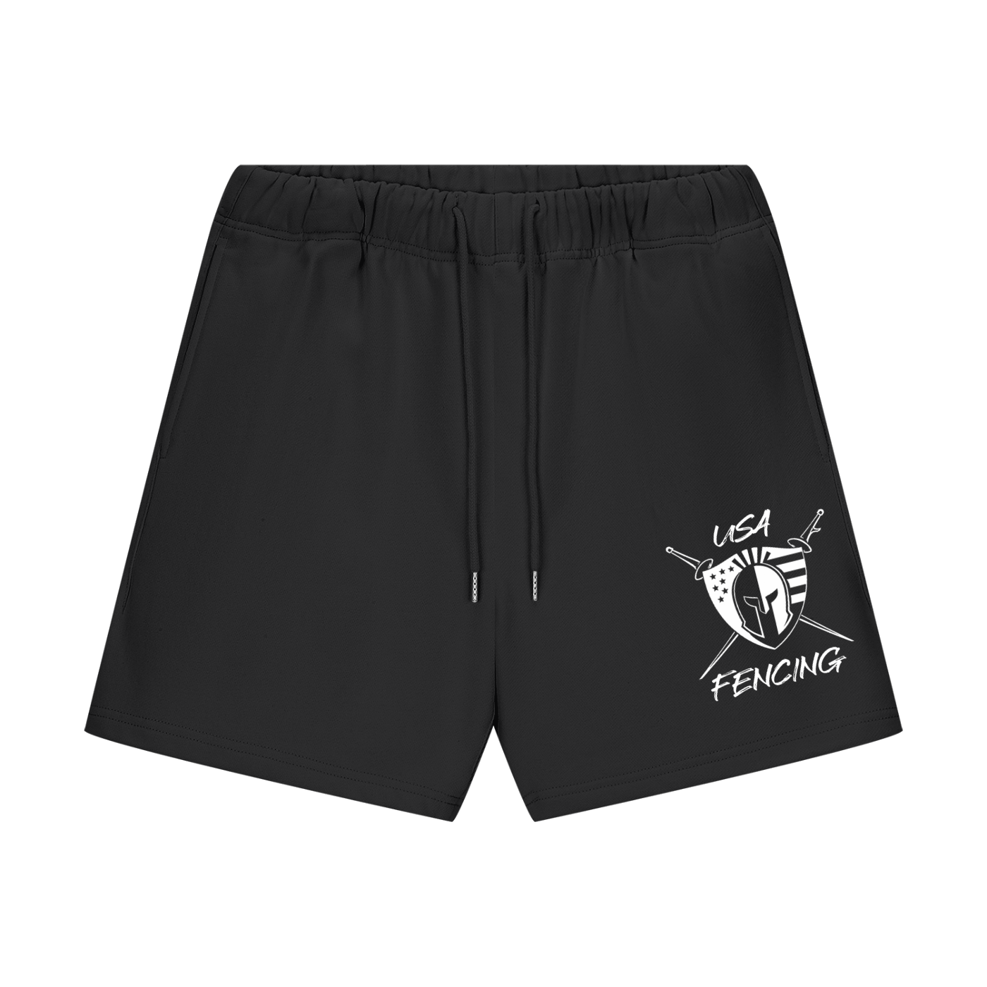 USA Fencing Black Heavyweight shorts(white Edition)